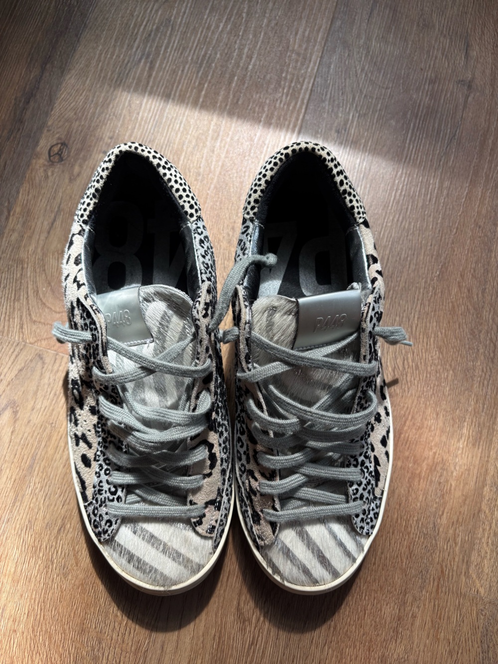 P448 Women's Gray Leopard & Zebra Print Low-Top Sneakers - Picture 7 of 9